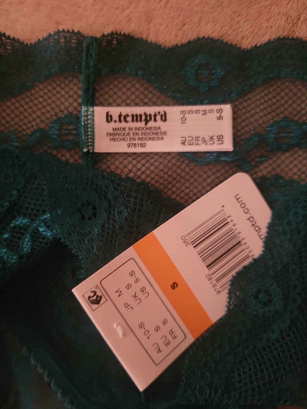 B.Tempt'd By Wacoal Lace Kiss Bikini Teal Panty Size Small - Picture 2 of 4